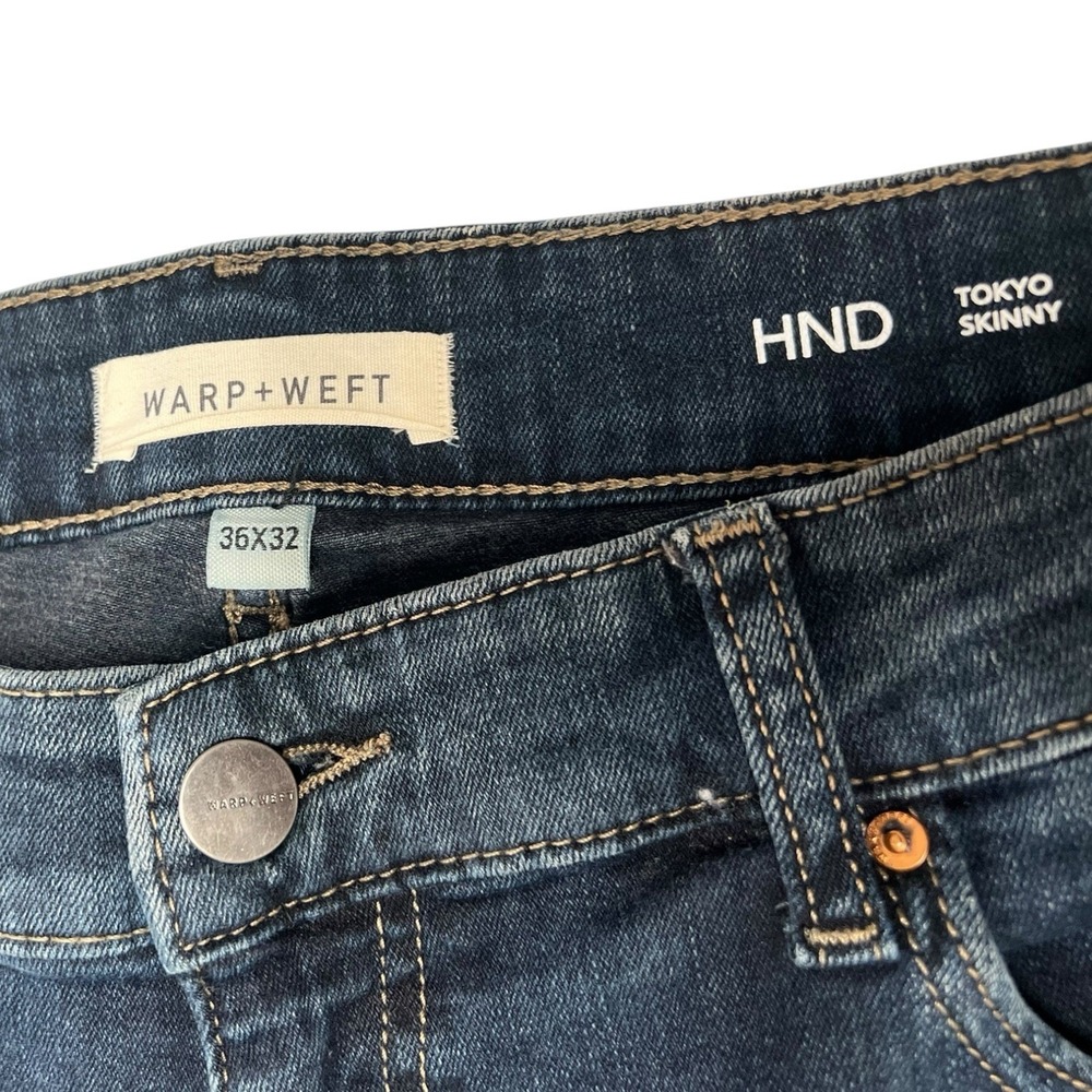 Warp + Weft HND Tokyo Skinny Men's Jeans Dark Blue 36x32 - Picture 4 of 6